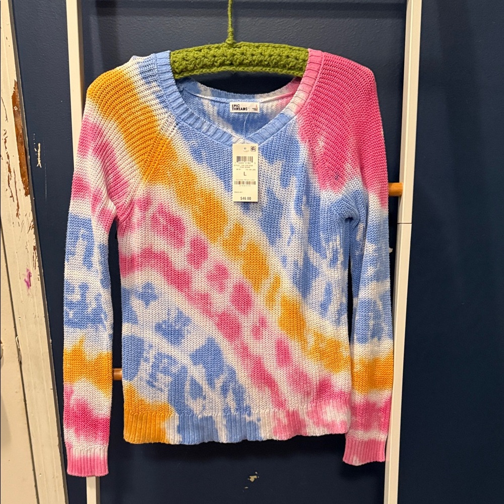 Epic Threads Vibrant Tie-Dye Crew Neck Sweater